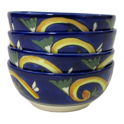 Le Souk Ceramique - Riya Stoneware Deep Sauce/Ice Cream Bowls, Set of 4 - Dining Bowls