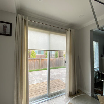 Roller Blinds Combined with Drapery Oakville