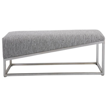 Uttermost Uphill Climb 48x21" Geometric Bench, Brushed Silver