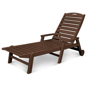 Polywood Nautical Chaise with Arms & Wheels, Mahogany