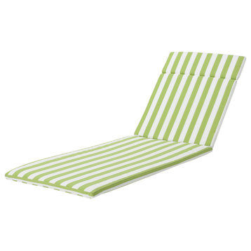 GDF Studio Soleil Outdoor Chaise Lounge Cushion, Green/White Stripe