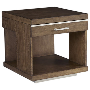Progressive Furniture Downtown Wood End Table in Toffee Brown