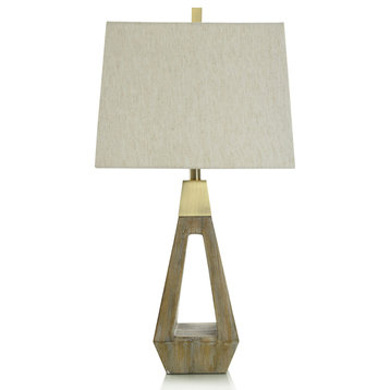Roanoke Brown Table Lamp Polyresin Brushed Triangle Cut Out Body Natural