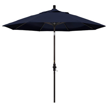 9' Aluminum Market Umbrella Collar Tilt - Bronze, Pacifica, Navy Blue