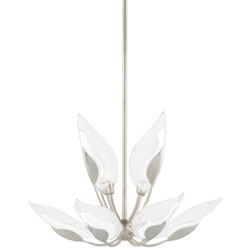 Blossom 10-Light Chandelier Silver Leaf Finish Clear Glass
