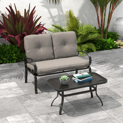 Patio Loveseat Outdoor Loveseat Furniture Set Garden Bench Sofa With Table - Outdoor Loveseats