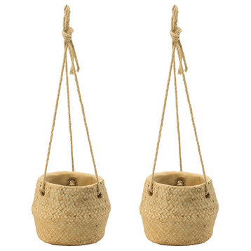 Set Of 2 Cement Planter w/ Rope D6.5x5"