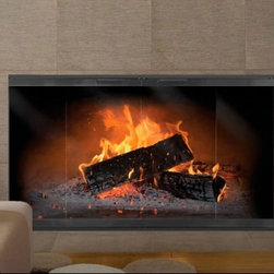 Norwegian Zero Clearance Fireplace Door In Textured Black Finish - Fireplace Accessories