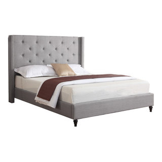 Valentina Upholstered Linen Blend Wingback Platform Bed