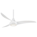 Minka Aire - Minka Aire Light Wave 52 in. LED Indoor White Ceiling Fan with Remote - The Minka Aire Light Wave Ceiling Fan is a truly unique design that draws inspiration from the ocean's graceful and tubular wave formations. The Light Wave features three blades with dramatically twisting curves and an energy efficient LED light with an etched lens shade that gives you a soft glow, which can be fully dimmed with the included hand held remote.