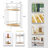 Corner Bathroom Organizer Storage Tower 2 Shelves Bamboo Metal, Bamboo/Chrome