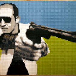 Hunter S Thompson LEGO Mosaic - Mixed Media Art