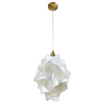 EQ Light - Chi Pendant Light, Gold, Large - The Chi Pendant Light makes a stunning accent piece in a dining room, entryway or kitchen. This elegant pendant light has silver steel construction and a shade made from white spiral polypropylene pieces. Hang it in a contemporary style home for a cohesive look.