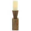 Wood, 11", Geometric Candle Holder, Brown