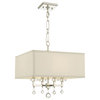 Crystorama 8105-PN 4 Light Chandelier in Polished Nickel with Silk