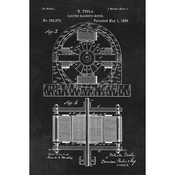 Tesla Electro Magnetic Motor Patent Art Print