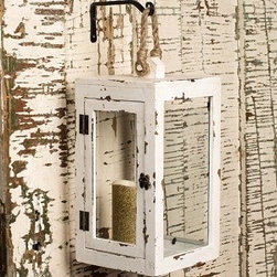 DISTRESSED WHITE CANDLE LANTERN, SET OF 2 - Products