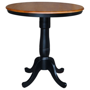 Round Top Pedestal Table, Black/Cherry, 36"ch Round