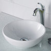 Elavo Round Ceramic Vessel Sink, Bathroom Arlo Faucet, Drain, Chrome