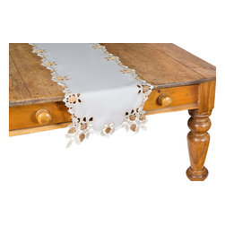 Xia Home Fashions - Gilded Pines Embroidered Cutwork Christmas Table Runner, 16"x34" - Table Runners