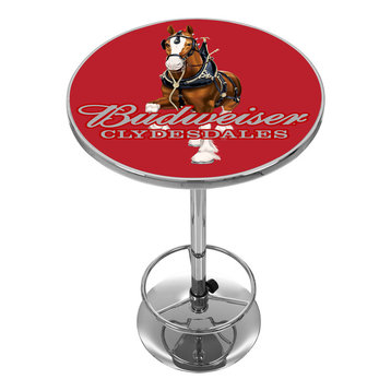 Budweiser Chrome Pub Table, Clydesdale Red