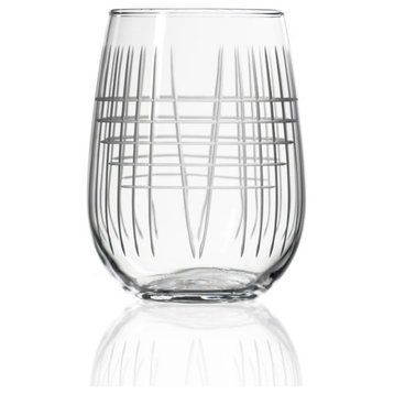 Matchstick Stemless Wine Glass 17 Oz., Set of 4 Wine Glasses
