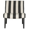 Contemporary Accent Chair, Armless Design With 3 Buttoned Backrest, Black/White