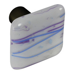 CKP - Art Glass Knob, Purple Confetti, Oil-Rubbed Bronze Base - Cabinet And Drawer Knobs
