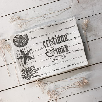 Personalized Coastal Wedding Invitation Ceramic Serving Platter