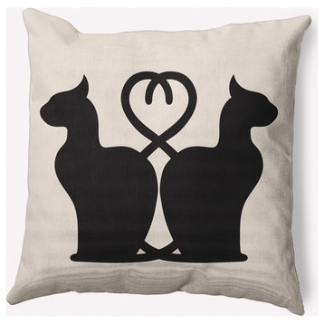 20" x 20" Conniving Cats Indoor/Outdoor Polyester Throw Pillow, Cream