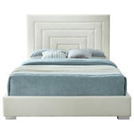 Meridian Furniture - Nora Velvet Upholstered Bed, Cream, Queen - Give your bedroom a new look in an instant with this Nora queen-size velvet bed. This sumptuously glamorous bed is just the thing for a bedroom makeover, with its rich cream velvet and neutral color palette that makes it an easy fit in your modern decor. Deep channel tufting makes this bed a standout and fast focal point in your room. Both gold and chrome legs come with the Nora bed, so you can customize its look.
