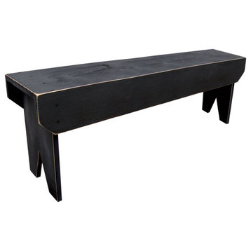 4' Simple Wood Bench, Old Black