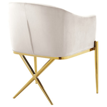 The Parker Dining Chair, Velvet, Cream, Gold Legs