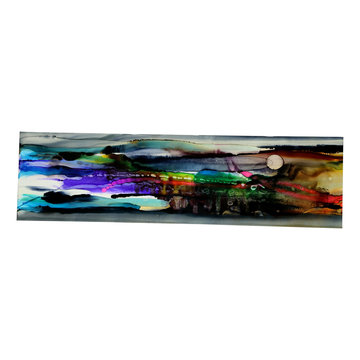 Twilight in Space - Colorful Modern Metal Wall Art, Unique Abstract Painting