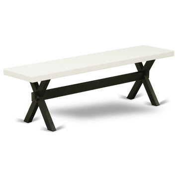 X-Style 15X60 In Dining Bench With Wirebrushed Black Leg And Linen White Top