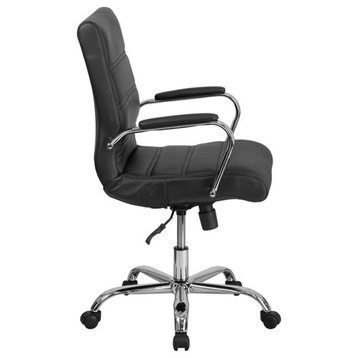 Flash Furniture Mid Back Leather Office Swivel Chair in Black and Chrome
