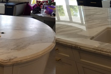 Marble Kitchen Counters Restored and Polished to High Gloss