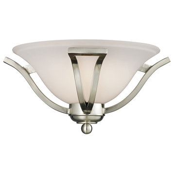 Lagoon 1 Light Wall Sconce, Brushed Nickel With Matte Opal Glass