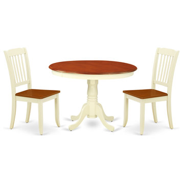 3-Piece Round 42" Table and 2 Vertical Slatted Chairs