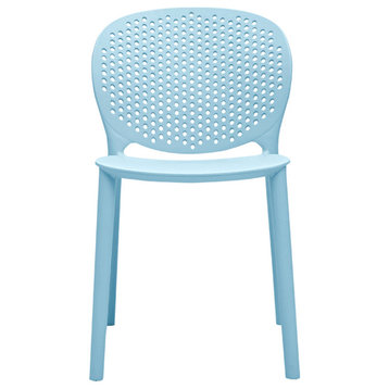 Midcentury Polypropylene Kids Side Chair, Set of 4, Blue