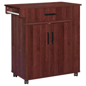 Better Home Products Shelby Rolling Kitchen Cart with Storage Cabinet -...