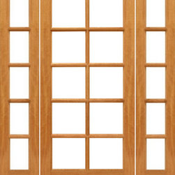 Prehung 10-lite French Brazilian Mahogany Wood IG Glass Sidelights Door - Patio Doors