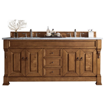 72 Inch Country Oak Bathroom Vanity, Double Sink, Choice of Top, Traditional, 3c
