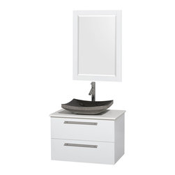 Wyndham Collection Amare 30" Vanity, Green Glass Top, Altair Black Granite Sink - Bathroom Vanities And Sink Consoles