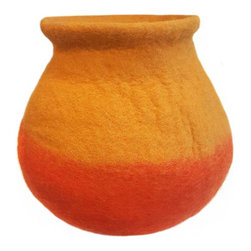 Hamro Village - Orange Felt Flower Vase, Hamro Village - Vases
