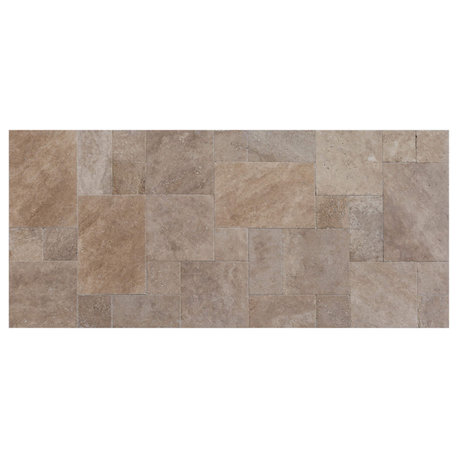 Meandros Walnut Antique Pattern Travertine Brushed, Chiseled - 128 sqft-boxed