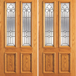Mahogany Twin Lite House Double Door, Insulated Beveled Glasswork - Front Doors