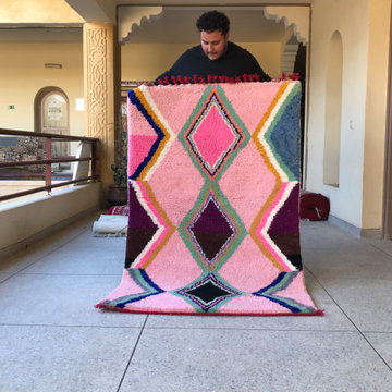 PINK ORIGINAL MOROCCAN RUG- Beni Ourain Rug - Indoor Outdoor Area Rug Pink