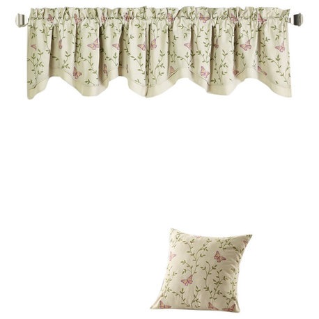 Embroidery Pillow Shell, Vine Butterfly, 20" x 20", Vine Butterfly, 20" X 20"