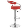 Set of 4 Zool Contemporary Adjustable Faux Leather Barstool - Cherry Red